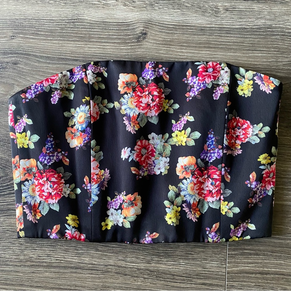ALICE + OLIVIA Floral Bandeau Strapless Top